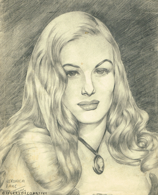 Hollywood Star's Framed Sketches-tigers-decorative-Veronica Lake 1a_main_636027407367400899.png